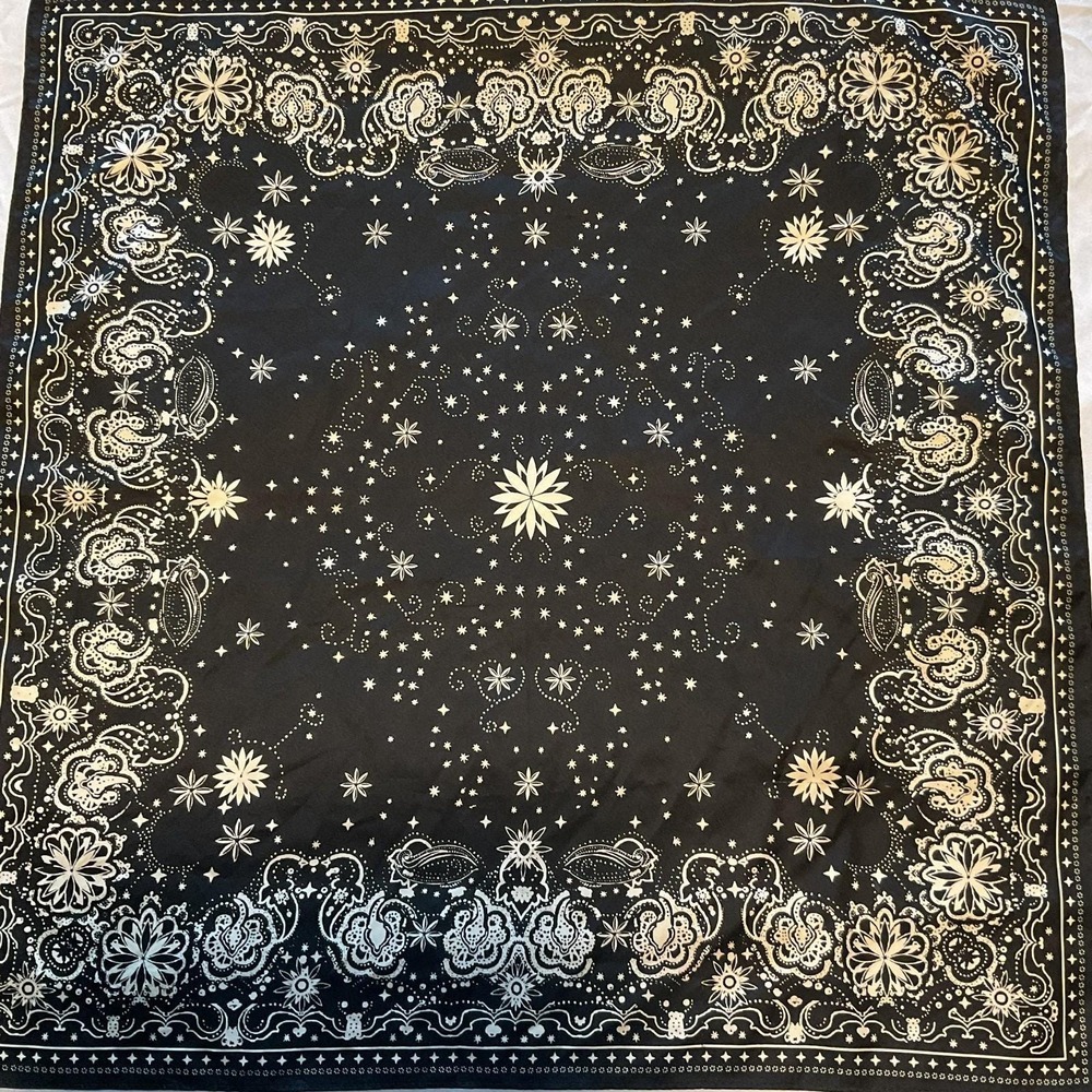 Stars and Sparks Scarf Black and White 100% Polyester 21" X 21" Square Versatile